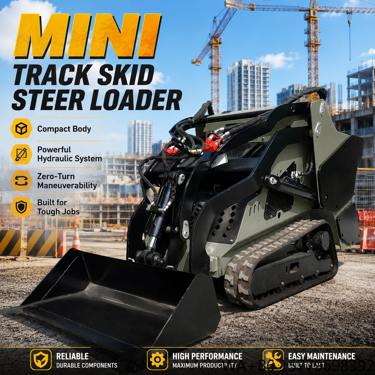 Newest Model Skid Steer Loader  High-Low Speed Config 2 Pilot 2 Mech Control for Snow Removal Skid Steer Loader