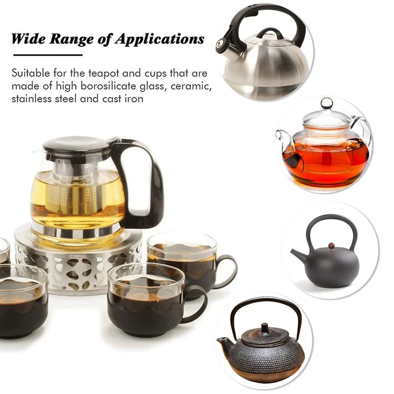 

A06RP Tea Warmer Coffee Warmer Made Of Stainless Steel with Tealight Holder Tea Base Hollow Carved Design Heater Coffee Warmer