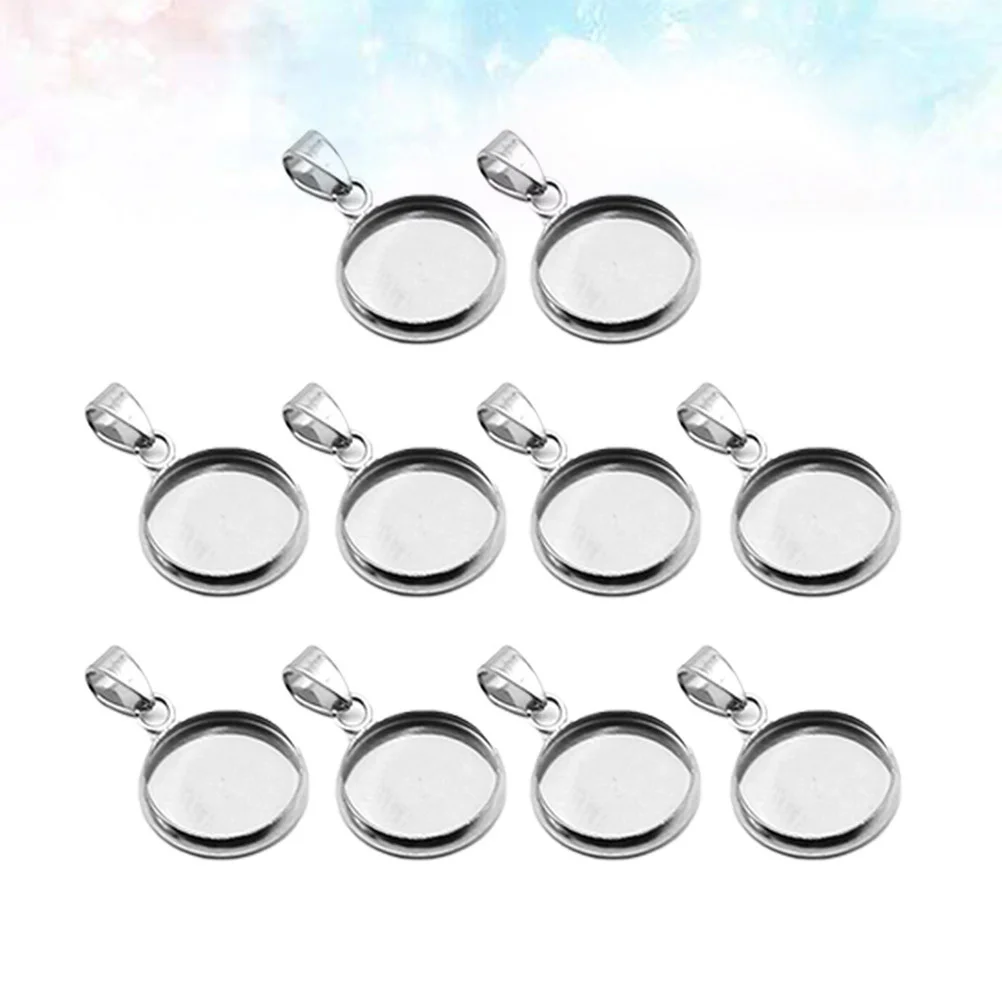 20 Pcs Round Cork Base DIY Pendant Holder Bases Trays Jewelry Halloween Stainless Steel Necklace