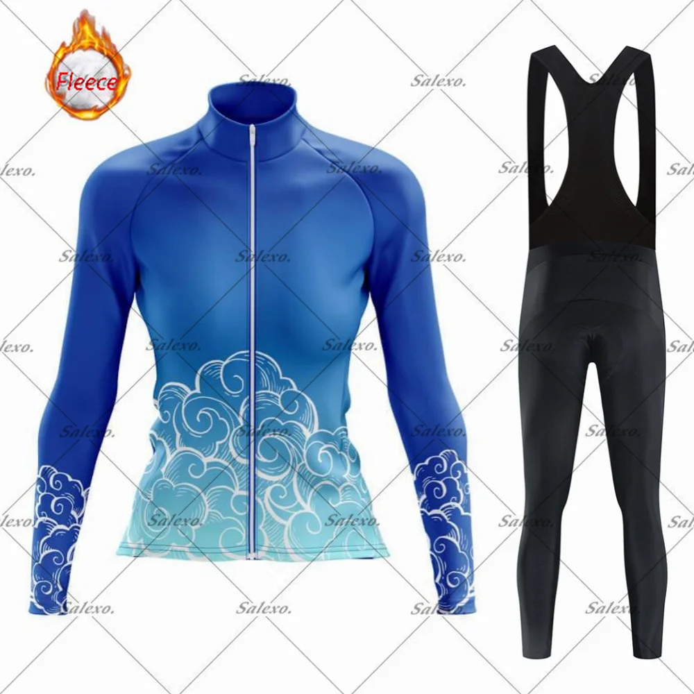 

Warm 2025 Winter Thermal Fleece Cycling Clothes Women Jersey Suit Outdoor MTB Clothing Racing Bike Bib Pants Set Ropa Ciclismo