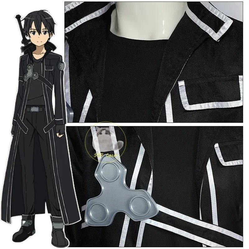 Anime Sword Cos Kirito Kazuto Kirigaya Cosplay Costume Art Online Jacket Shirt Pants Wysokiej jakości strój w dowolnym rozmiarze dla kobiet i mężczyzn