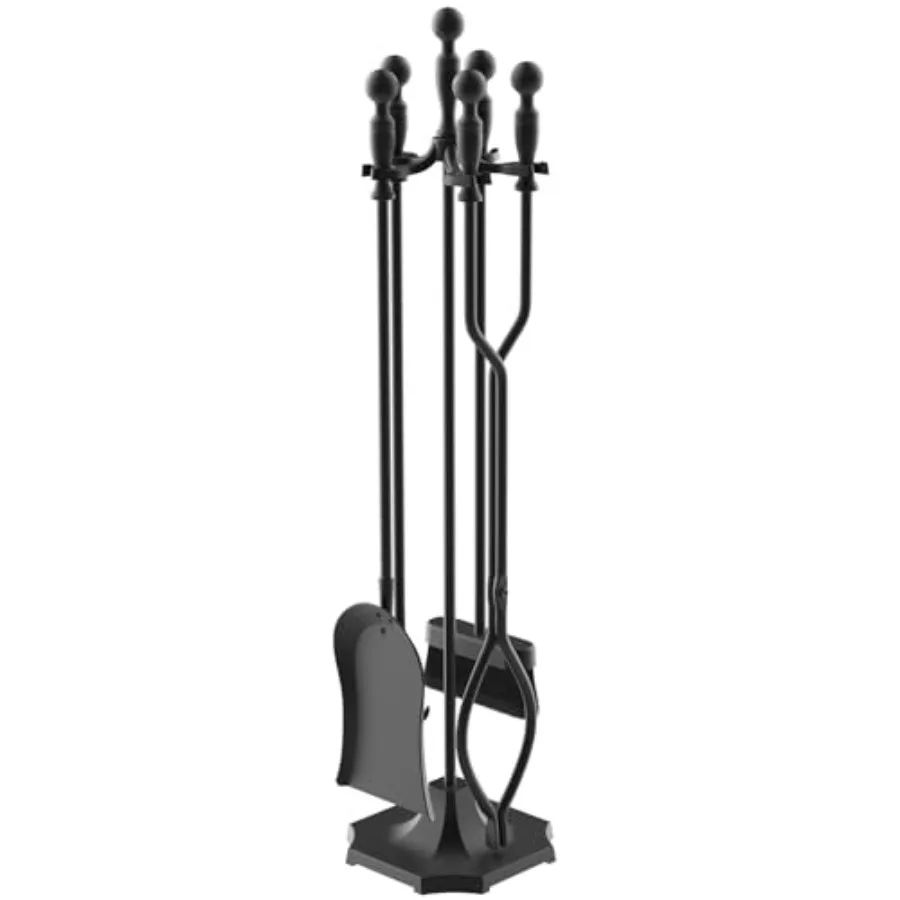 

5 Pieces 31In Fireplace Tools Set Wrought Iron Fireplace Tools with Ergonomic Handle Fireplace Accessories Set Included Tong Sh