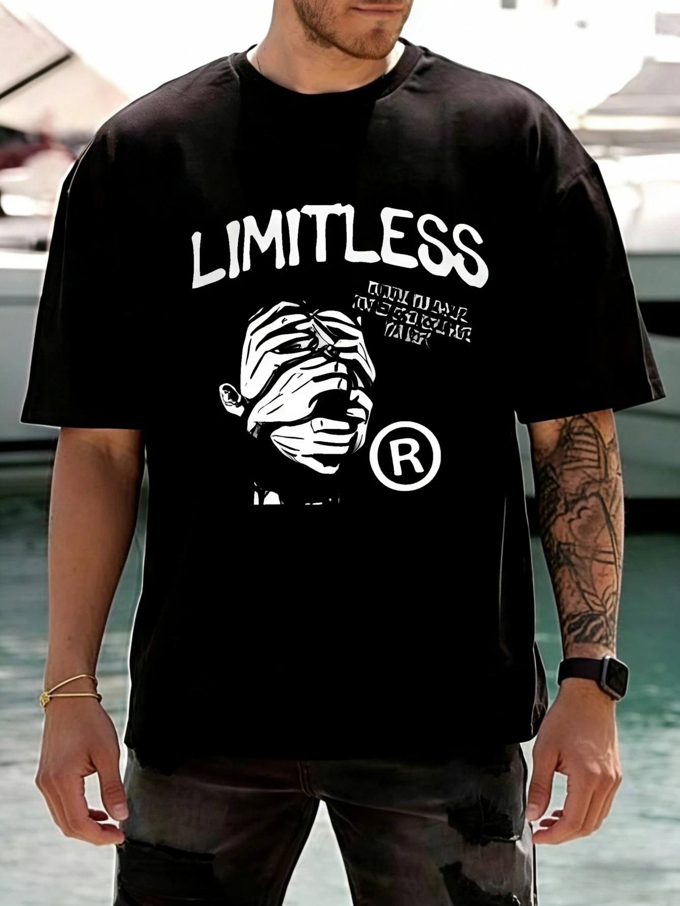

Mens T Shirts Limitless Printed Graphic Oversized Cotton Short Sleeve Streetwear Summer Casual T Shirt for Men