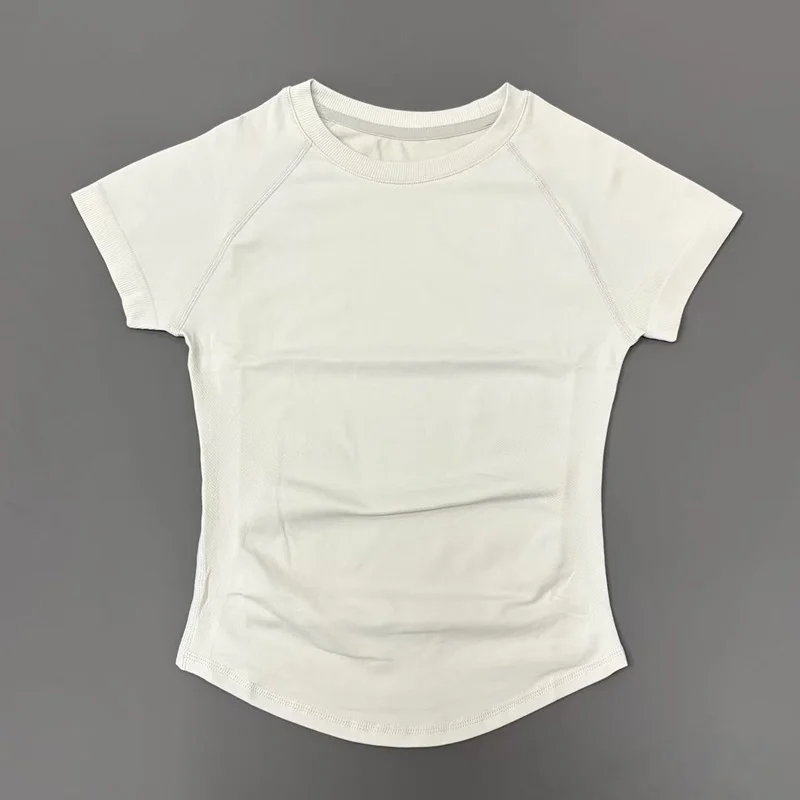 Naadloze yoga-top met korte mouwen, dames, sneldrogend, ademend, slim fit, workout, gym, hardlopen, aansluitend sport-T-shirt, activewear