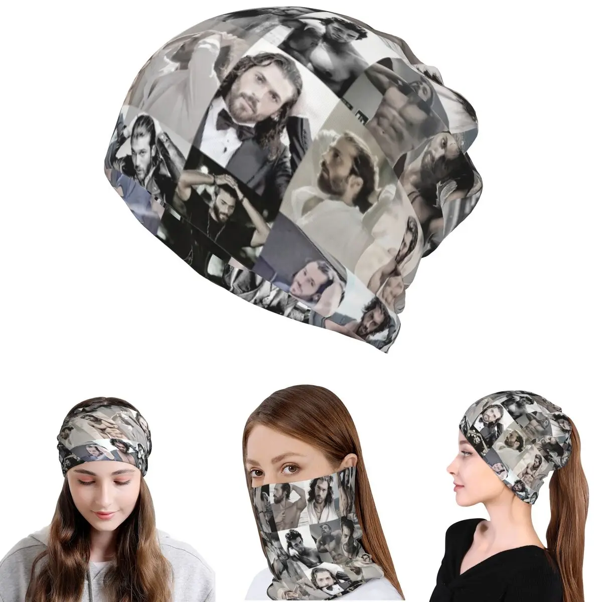 

Actor Can Yaman Photo Bandana Neck Gaiter Mask Scarf Multi-use Headwear Beanies Hat for Men Women Adult All Season