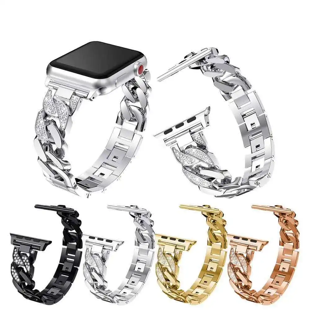 Luxuriöses Strass-Stahlarmband für Apple Watch 45mm 46 49 40 41 42 44 38mm Metallarmband für iWatch SE 12 11 10 9 8 7 6 5 4