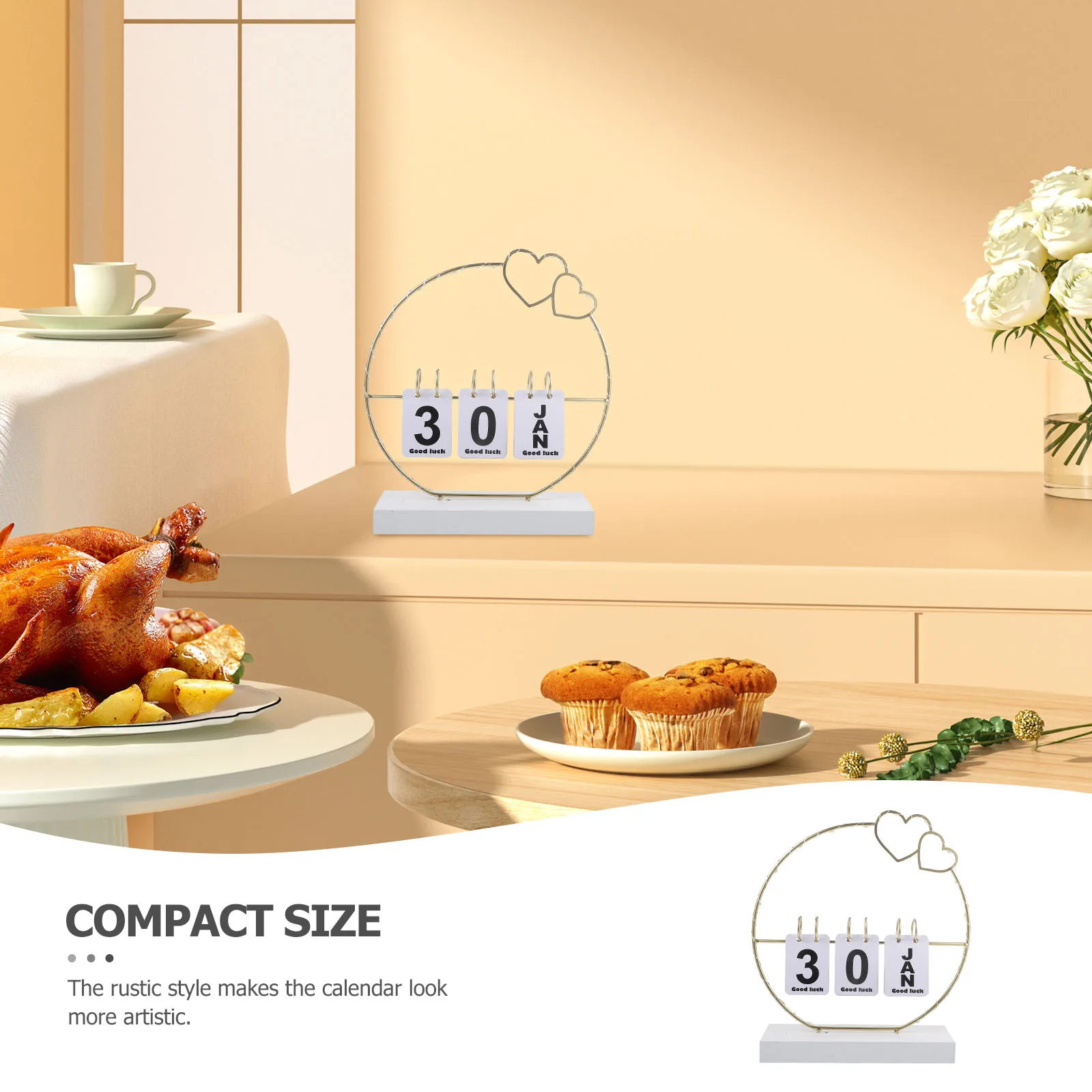 Rustic Perpetual Desk Calendar St White Creative Home Decor Aesthetic Flip Page Tabletop Accessories Reusable Household