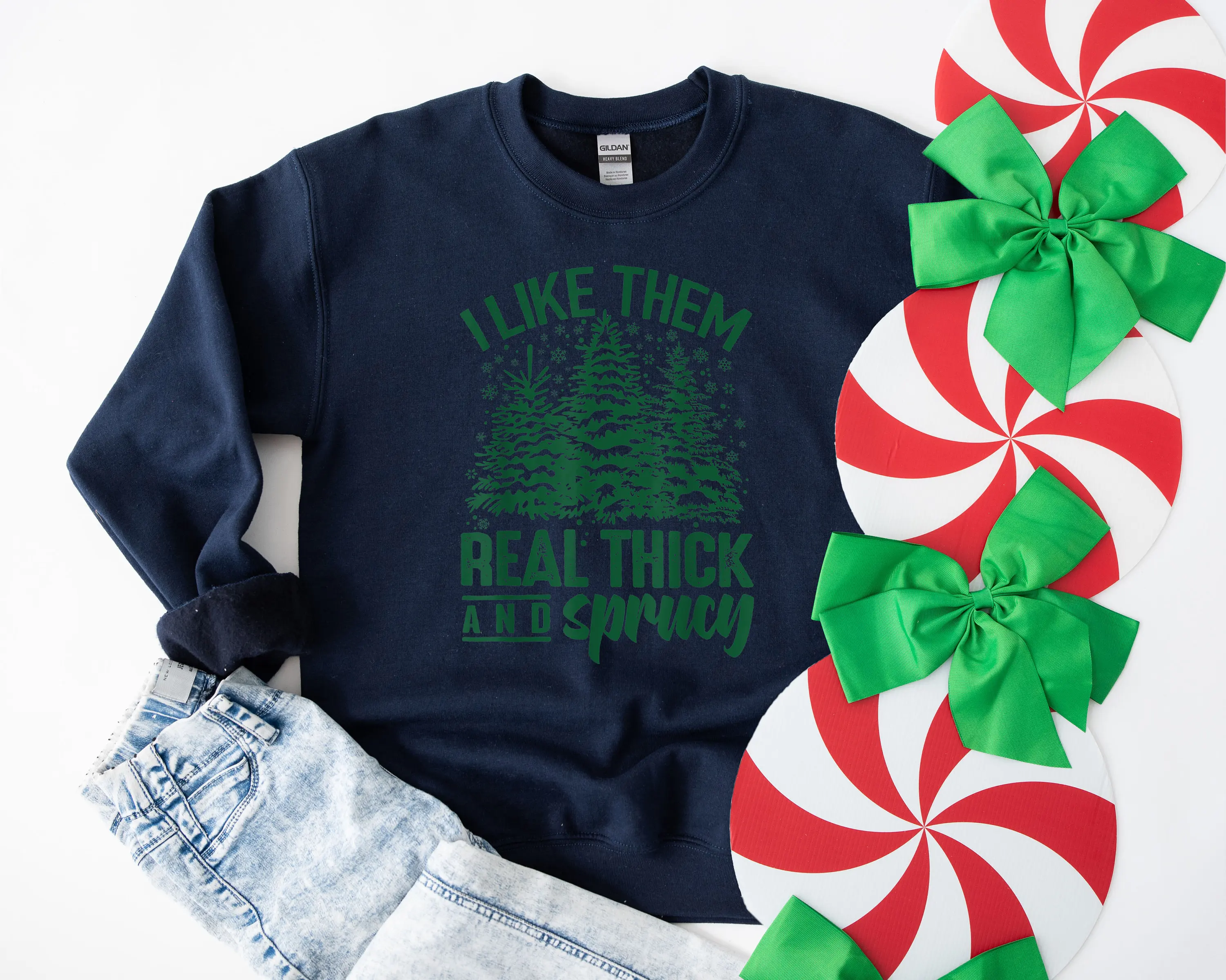 I Like Them Real Thick and Sprucey Christmas Women Sweatshirt 2023 Pupular Return To The Ancients Sweater Christmas Tree Tops