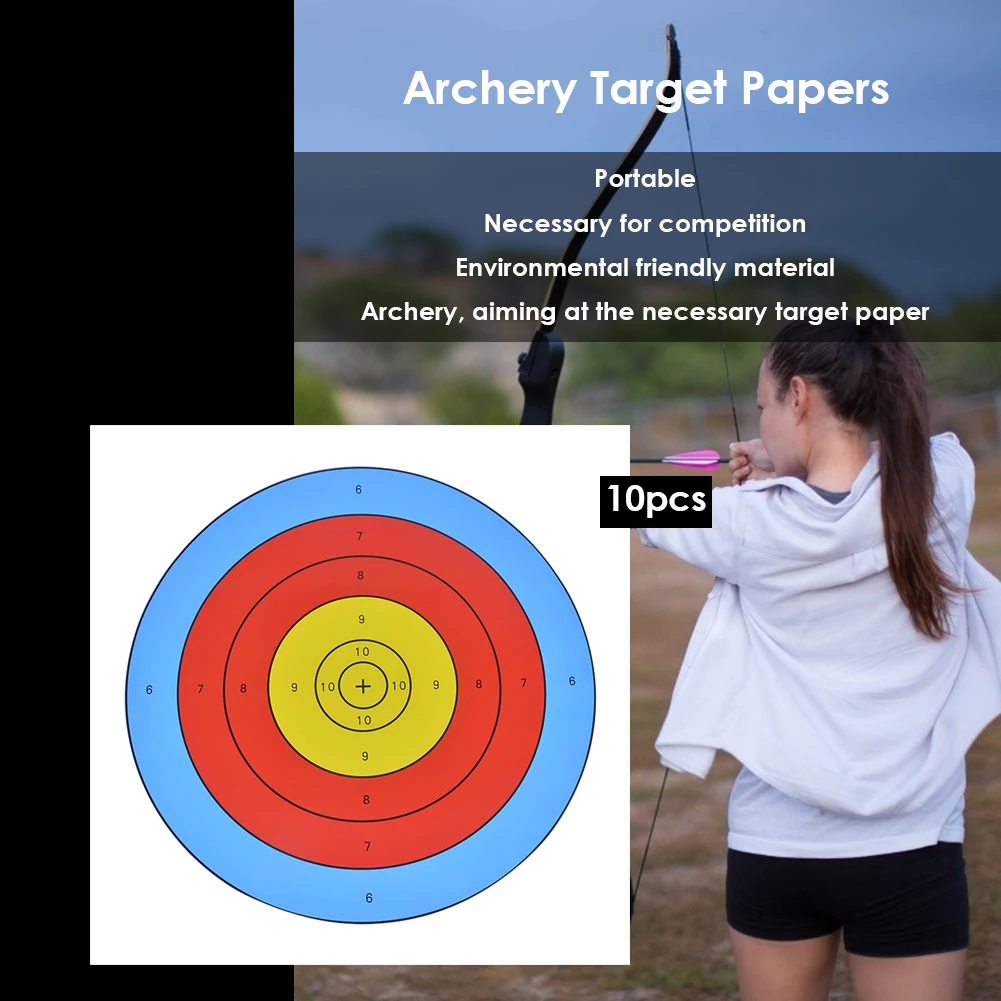 10Pcs Bow and Arrow Paper Targets Portable Archery Targets Paper Archery Range Paper Targets 15.6x15.6 Inch for Shooting Hunting