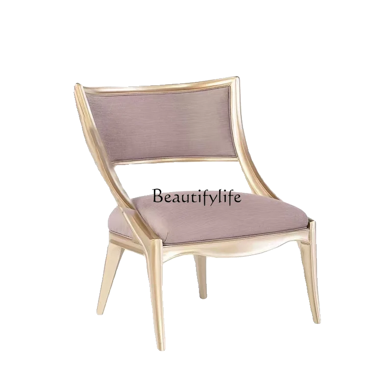 

American simple luxury solid wood fabric single chair French romantic simple solid wood