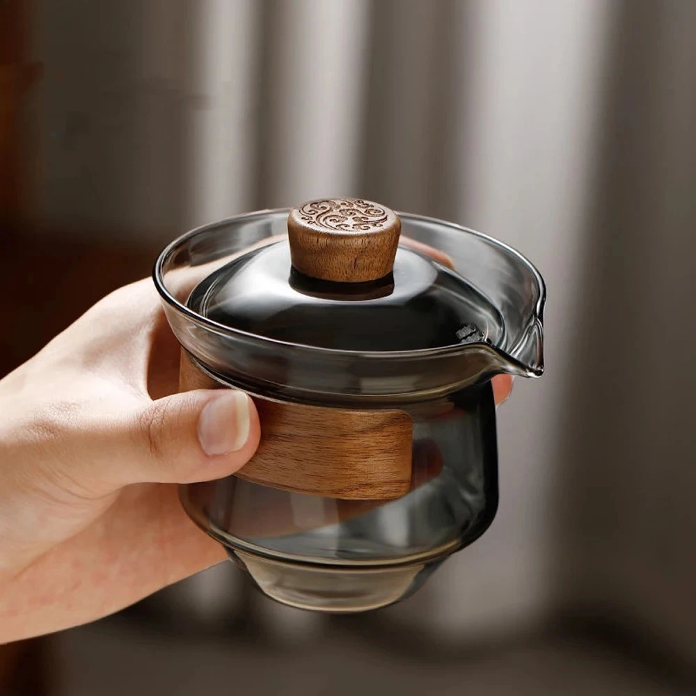 

Японский стеклянный гайвань-чайник, термостойкая и устойчивая к ожогам чашка Sancai, набор для чаепития Кунг-фу, чашка и пиала для чая