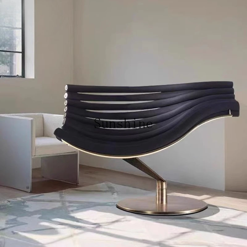 

Modern special-shaped backrest creative leisure chair hotel model room stainless steel single armchair