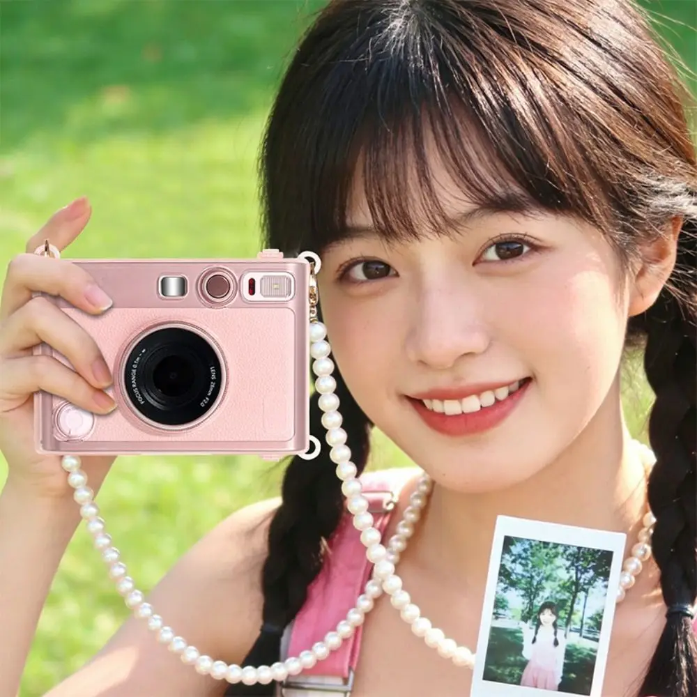 with Pearl Chain Carrying Case Crystal Wear Resistant Protective Cover Portable Hard for Fujifilm Instax Mini EVO view 6