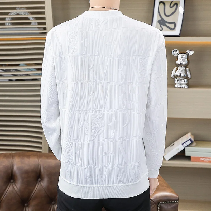 طويل Sve Crew Ne Sweatirt الرجال ربيع الخريف جديد Sle المطرزة قاعدة irt عادية مريحة البوليستر تي شيرت