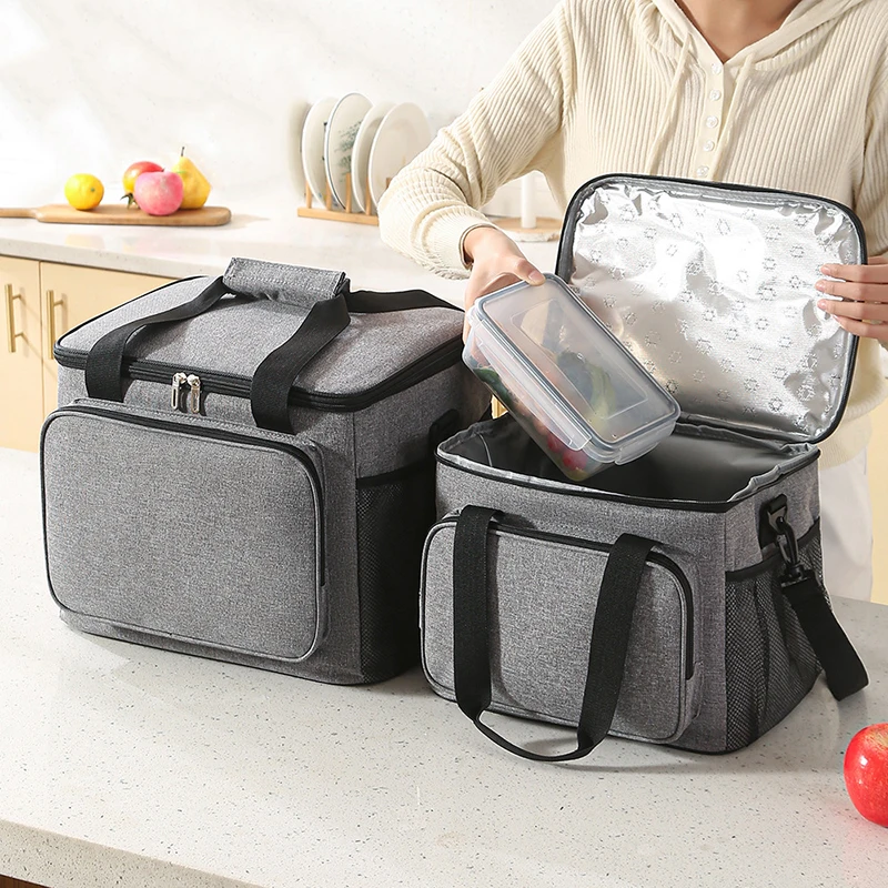 New Thickened Oxford Cloth Leakproof Tote Cooler Lunch Bag Box Large Portable Picnic Storage Bags with Shoulder Strap