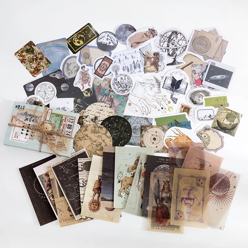 Yoofun 60 Stück/Packung Multi-Material-Aufkleberpaket, Vintage-Pilz, Pflanzen, Schmetterlinge, Aufkleber für Tagebuch, Scrapbooking, Basteln