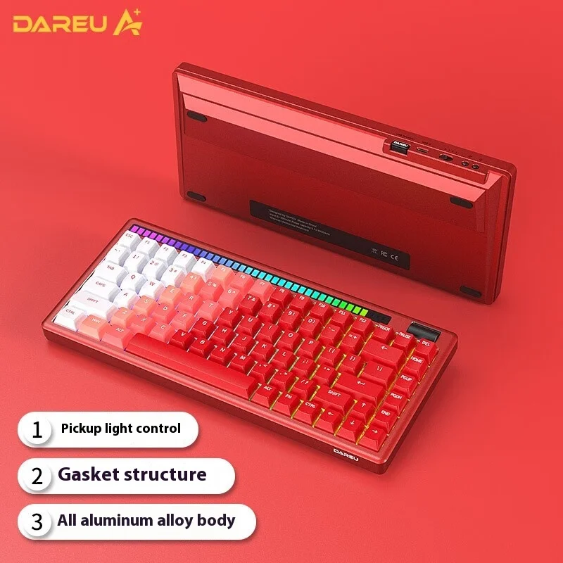 Daryou A84pro Customized Keyboard 84-key Aluminum Gasket Hot-swappable Three-mode Game Pickup Rhythm Wireless Keyboard