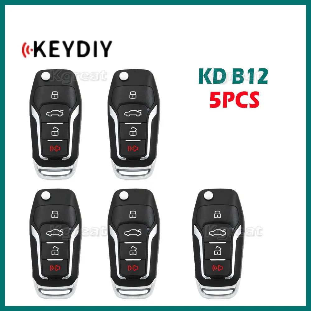 5pcs Keydiy KD B12 Universal Remote Key 3/4 Buttons Car Key for Ford Style KD B Series for KD-x2 KD900 KD Mini Key Programmer