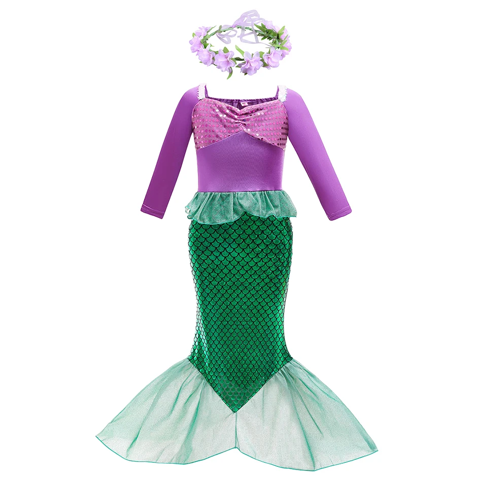 

Children Mermaid Clothing Kids Princess Cosplay Dresses Little Girls Christmas Halloween Clothes Performance Fancy Dress