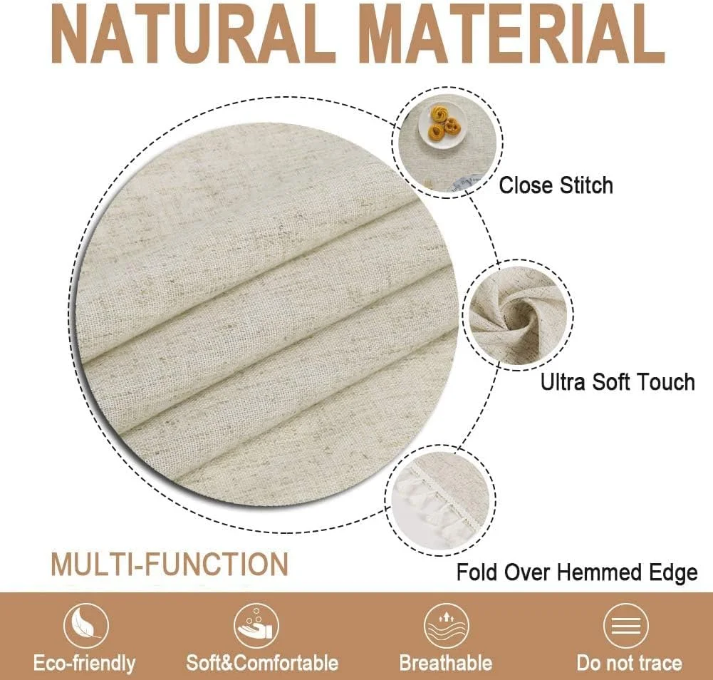 مفرش المائدة المستديرة القطن الكتان شرابة غطاء الطاولة للمطبخ عشاء الجدول ديكورا بلون الغبار واقية يتقلص مفرش المائدة