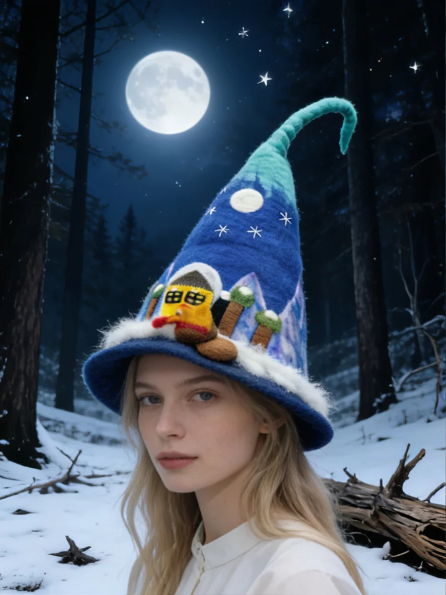 handmade-wool-felt-elf-hat-jungle-system-fairy-tale-moonlight-castle-photography-outfit-universal-season-unisex-wool-blend-hat