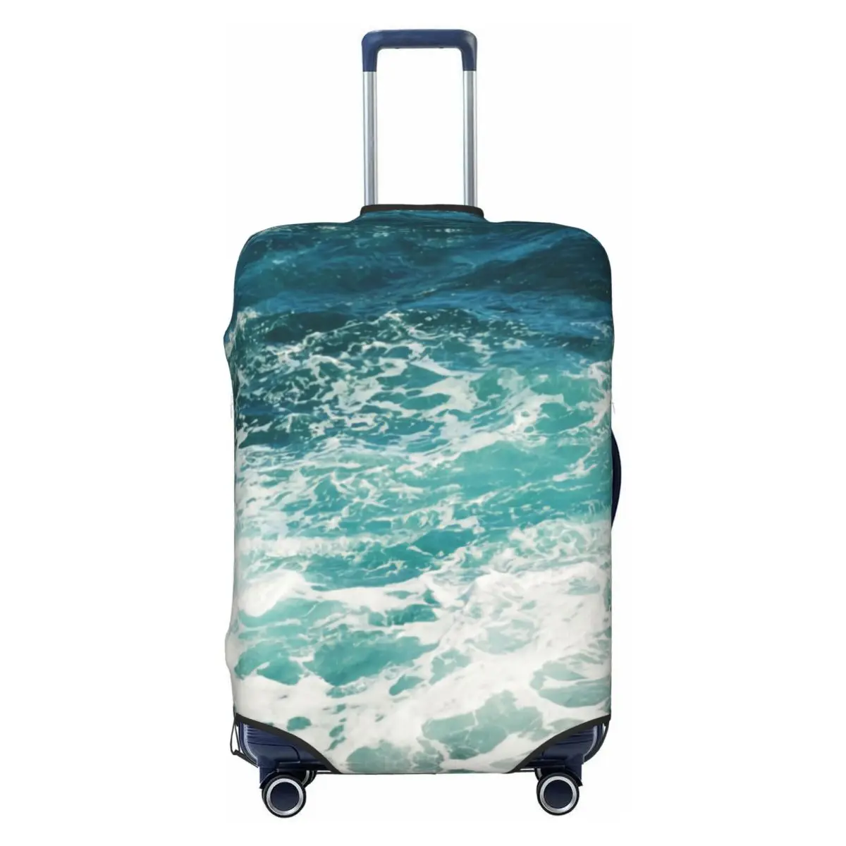 

Пользовательские синие океанские волны, защитный чехол для багажа, забавный защитный чехол для дорожного чемодана для 18-32 дюймов