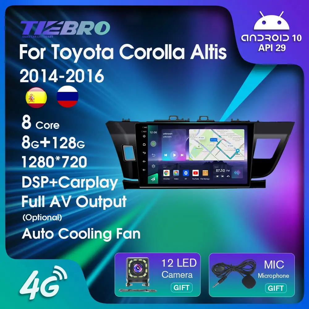 

2Din Android10 Car Radio For Toyota Corolla Altis 2014-2016 Headunit Autoradio GPS Navigation Car Receiver Bluetooth Player 10''