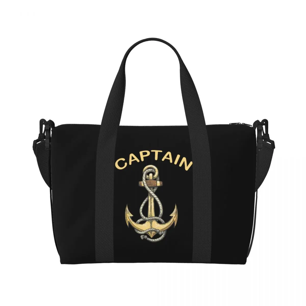 Custom Nautical Captain Anchor Tote Bag Women Large Capacity Sailor Adventure Gym Beach Shoulder Travel Bag