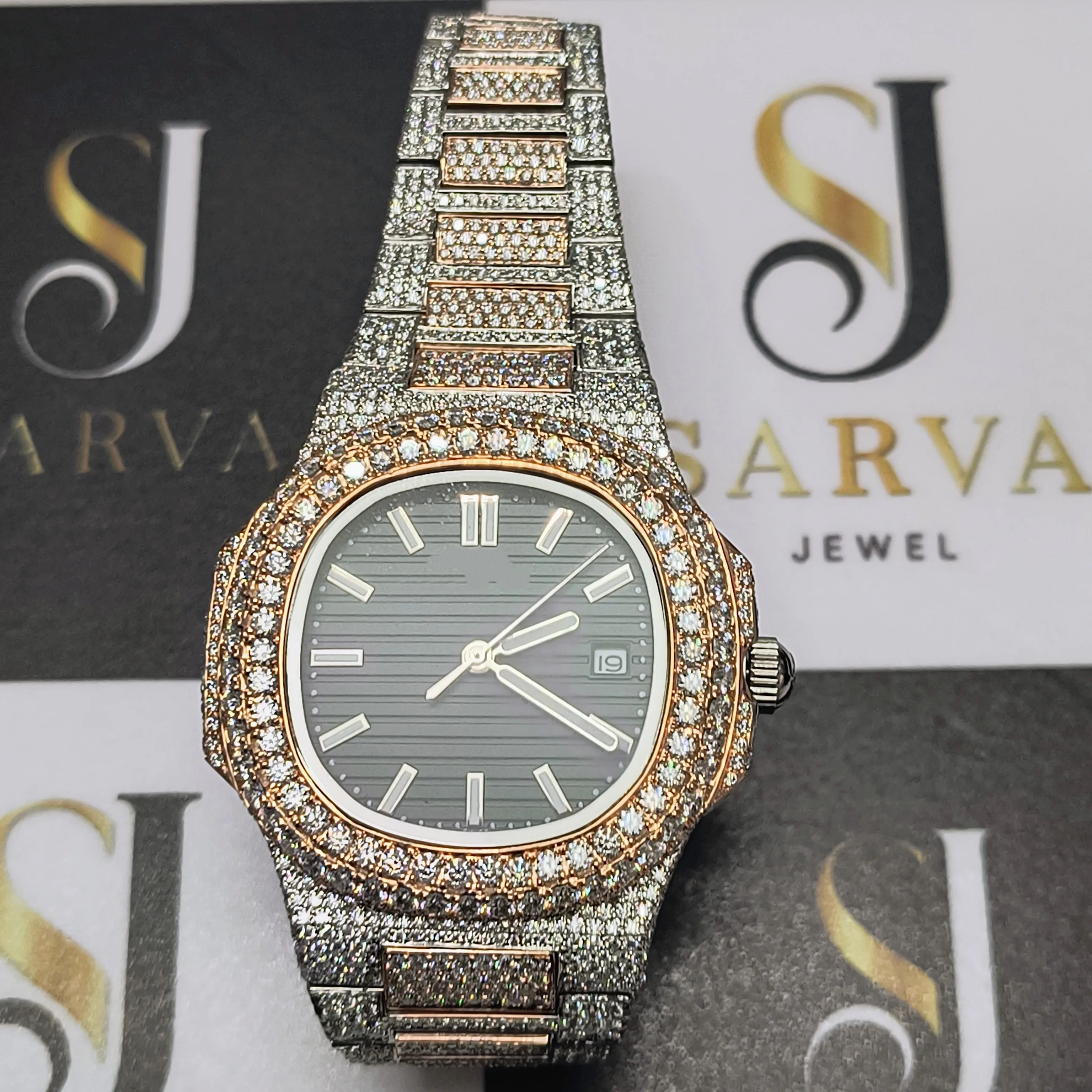 

Customized Vvs Moissanite Mechanical Watch Luxury Diamond Watch Men Luxury White Gold Luxury Mechanical Watch for Men