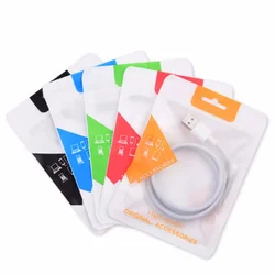 500PCS 10.5x15cm Flat 1M~2M Cable Date Line Zipper Packaging Bags DIY Plastic Frosted USB Universal Wire Hanging Storage Pouches