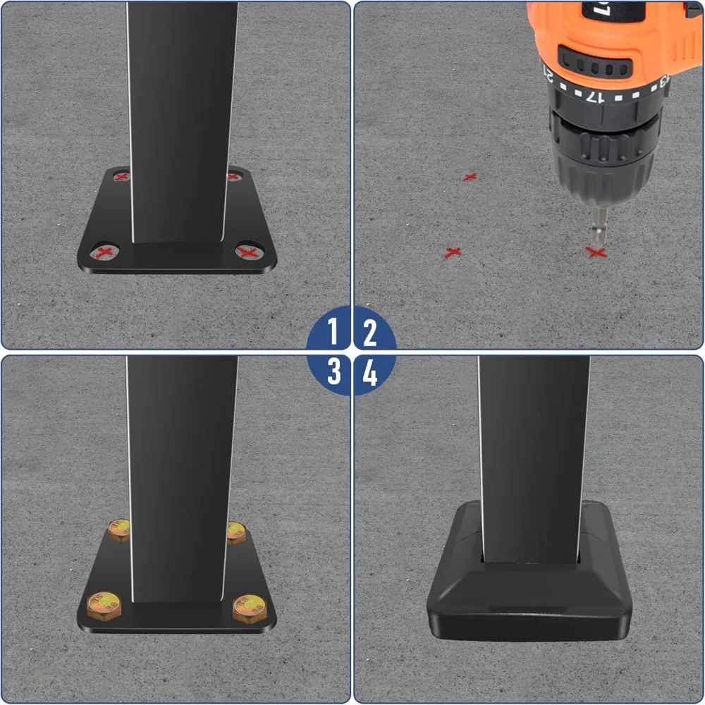 درابزين الدرج الخارجي - درابزين من الحديد المطاوع لعدد 1-3 خطوات، خطوة ثابتة مع درابزين 3 أقدام للسلامة #4