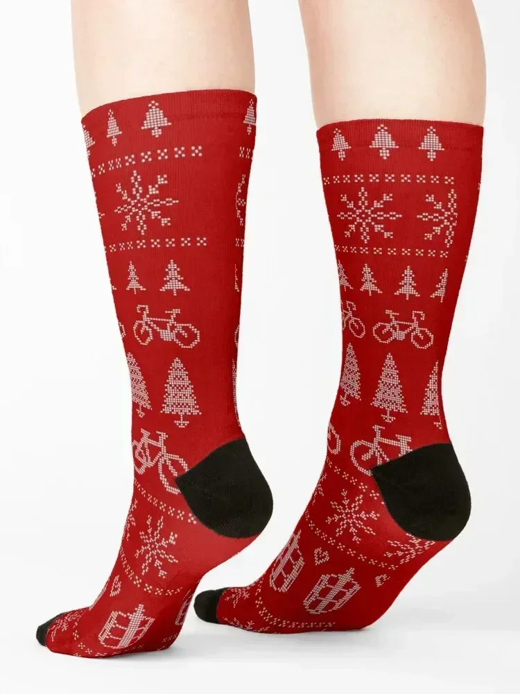 Christmas Cycling Jumper Red Socks essential funny gift man hiphop Men Socks Luxury Brand Women's