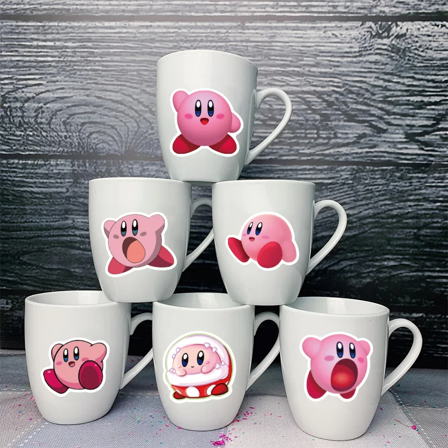 50pcs Kirby Cute Cartoon Stationery Water Cup Notebook Waterproof Decorative Graffiti Sticker