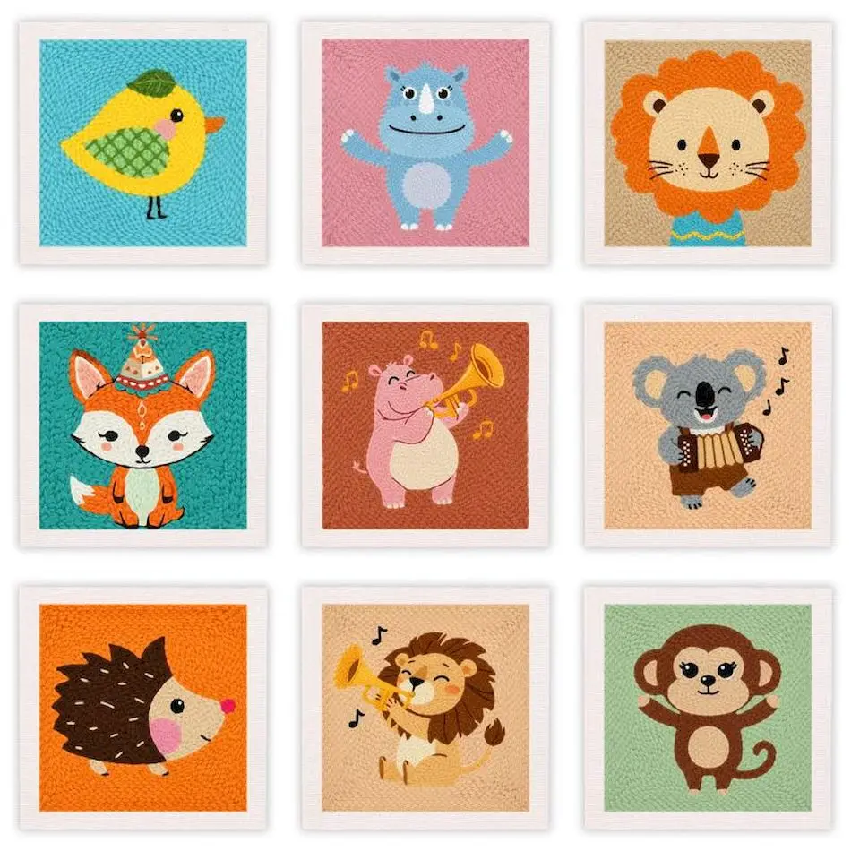 

GATYZTORY embroidery punch needle kit 25x25cm embroidery kit for beginners cross stitch embroidery kit Cute Animal Craft kit diy