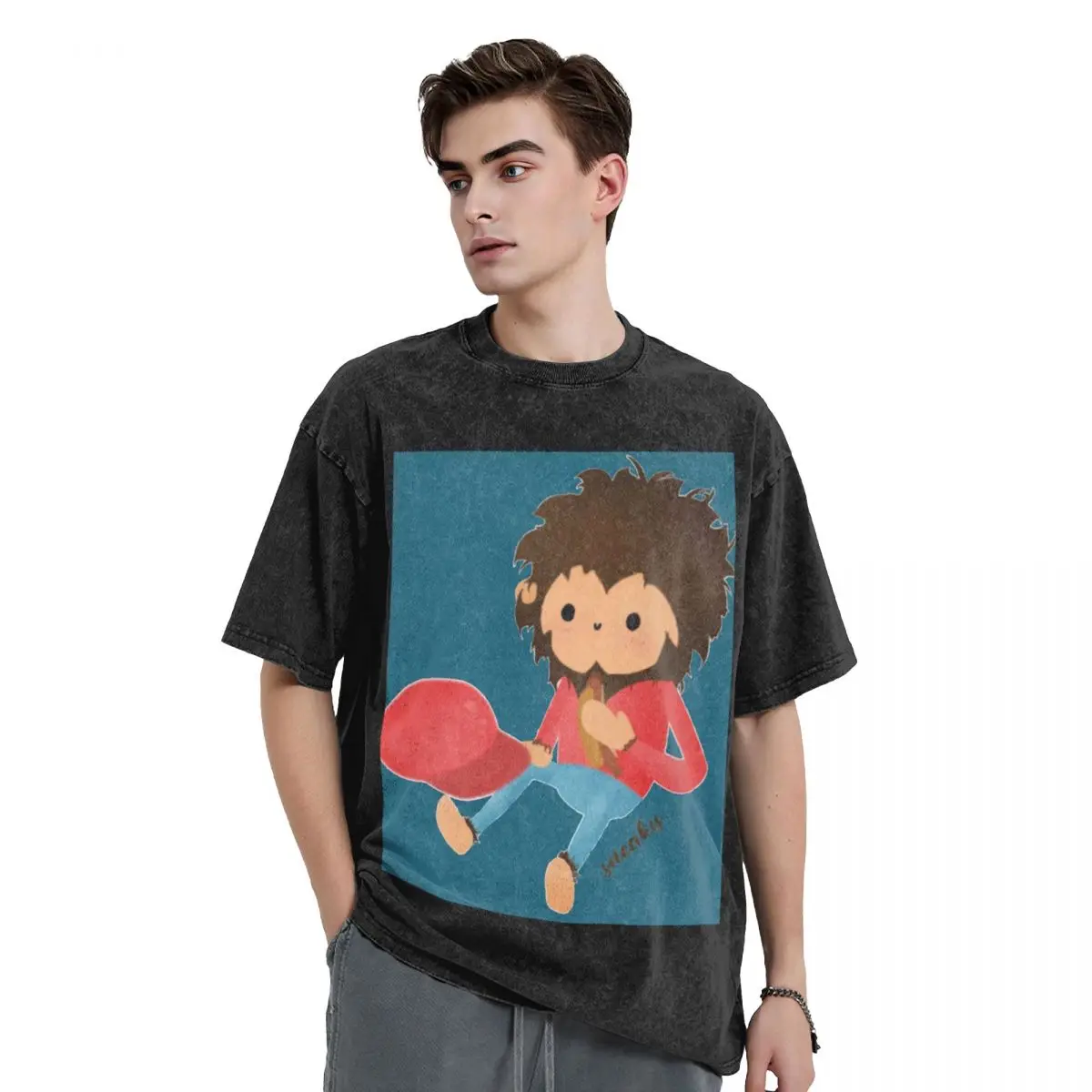 Sneaky Sasquatch Funny Big Head For Game Lover Washed T Shirts Short Sleeve Hip Hop T-Shirt Streetwear Tops Tees for Men Women