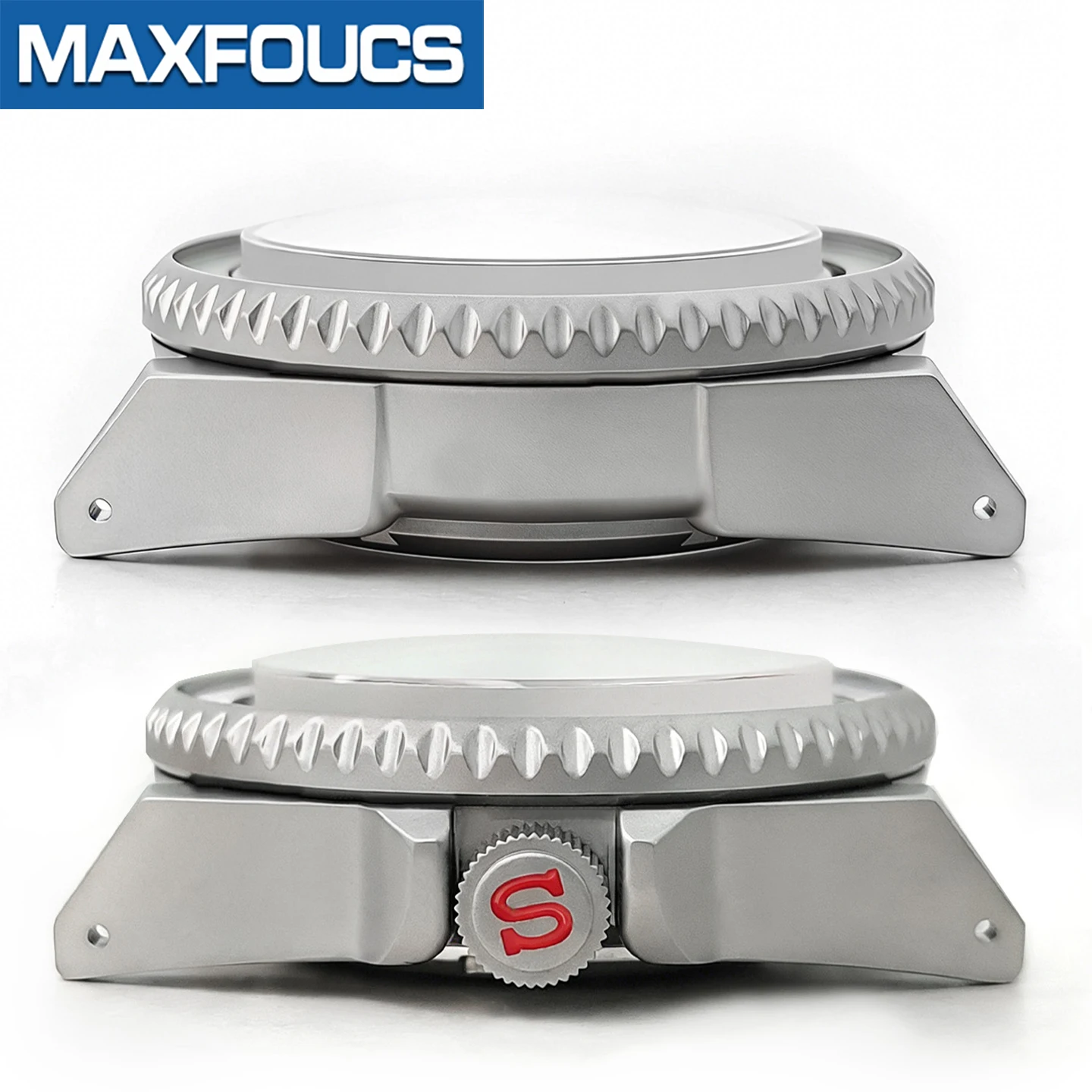 Samurai Matt-Silbernes Uhrengehäuse SKX MOD NH35 NH34 Mit 3-Uhr-Krone aus Edelstahl, Lünette und Krone, Maßgefertigtes Zubehör – Detail 6