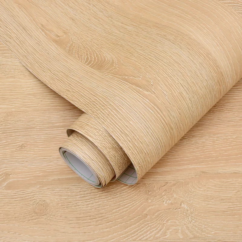 Self-adhesive Solid Wood Waterproof Wallpaper Furniture Cabinet Door Refurbishment Stickers Home Decor Wood Grain Wall Decals