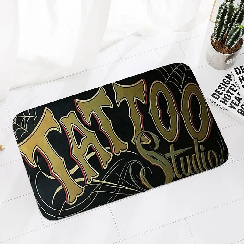 Tattoo Shop Mat Indoor Welcome Doormat Washable Bathroom Bedroom Kitchen Accessories Rug Non-slip Corridor Porch Entrance Carpet