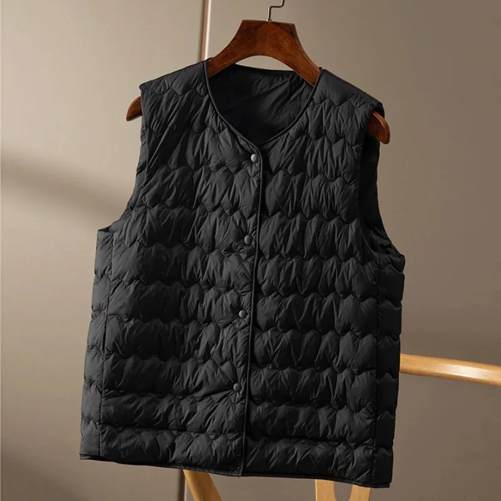 2024 Winter New White Duck Down Vest Ultra Light Thin Jacket Inner Bladder Women Feather Warm Casual Fashion Basic Waistcoat