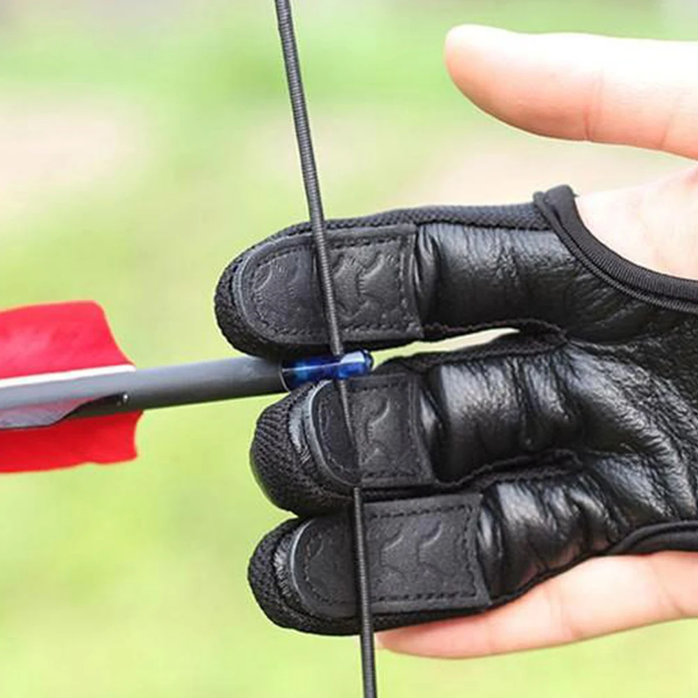 Archery Sheepskin Glove Professional Three-Finger Finger Glove Suitable for Outdoor Hunting Archery and Indoor Archery Practice