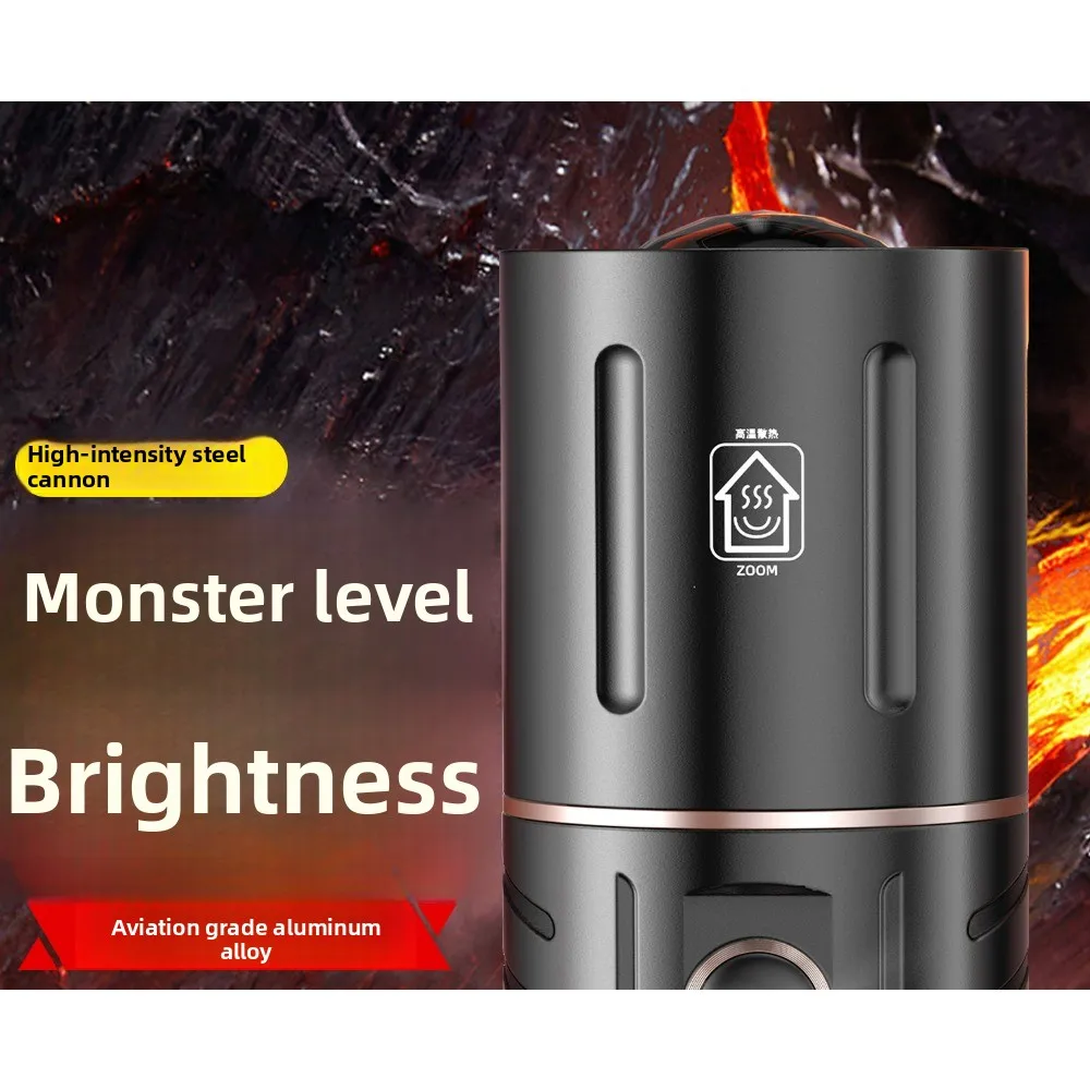 Super Bright Laser Cannon Flashlight - High-Capacity Lithium Battery Long Runtime Multifunctional Rechargeable Outdoor Torch