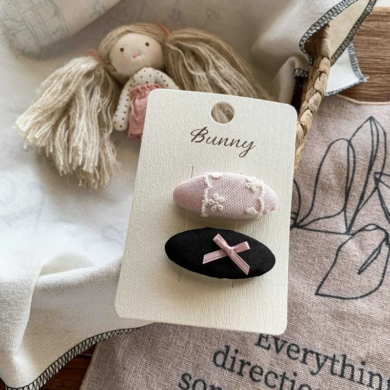 أطفال مقاطع الشعر لطيف خمر نمط دبابيس الشعر مع الدانتيل Bowknot القط أنماط الفتيات الحلو إكسسوارات الشعر للأطفال الصغار F1036