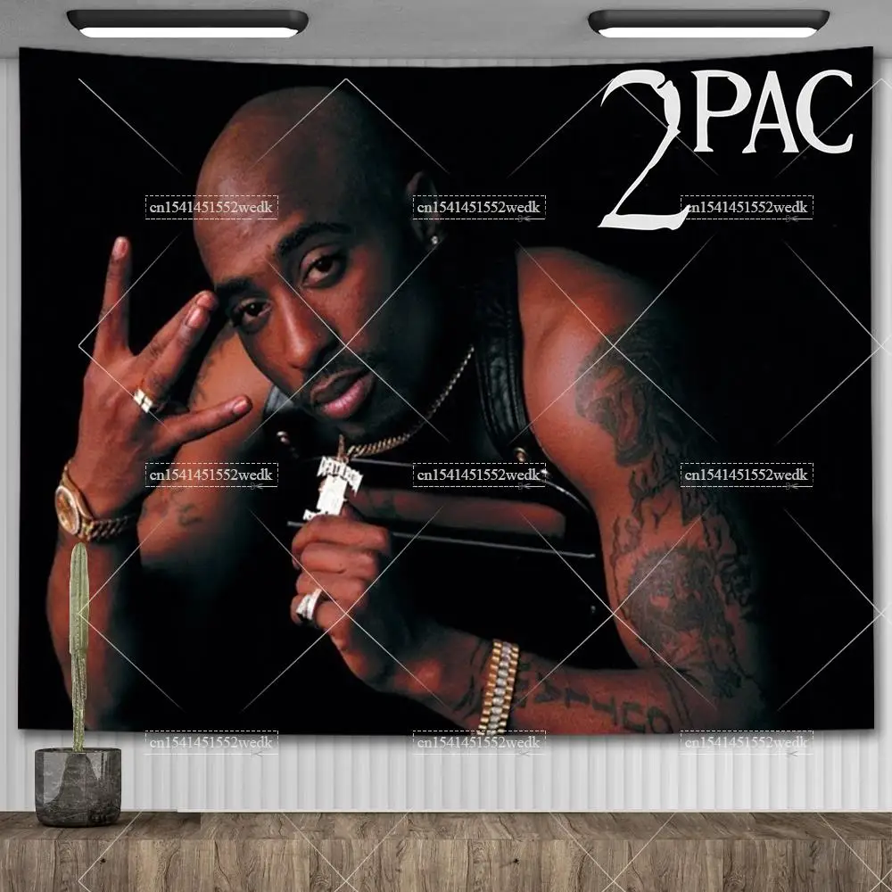 Rapper Tupac 2pac Tapestry Hip Pop Music Album Cover Posters Wall Tapestries Macrame For Bedroom Decoration Aesthetic Tapices