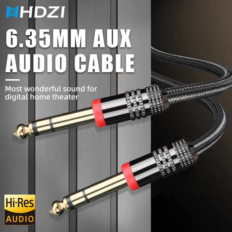 Câble de guitare TRS 6,35 mm, câble audio stéréo, câble audio équilibré mâle-mâle 1/4 pouce, câble d'interface adapté aux instruments électriques