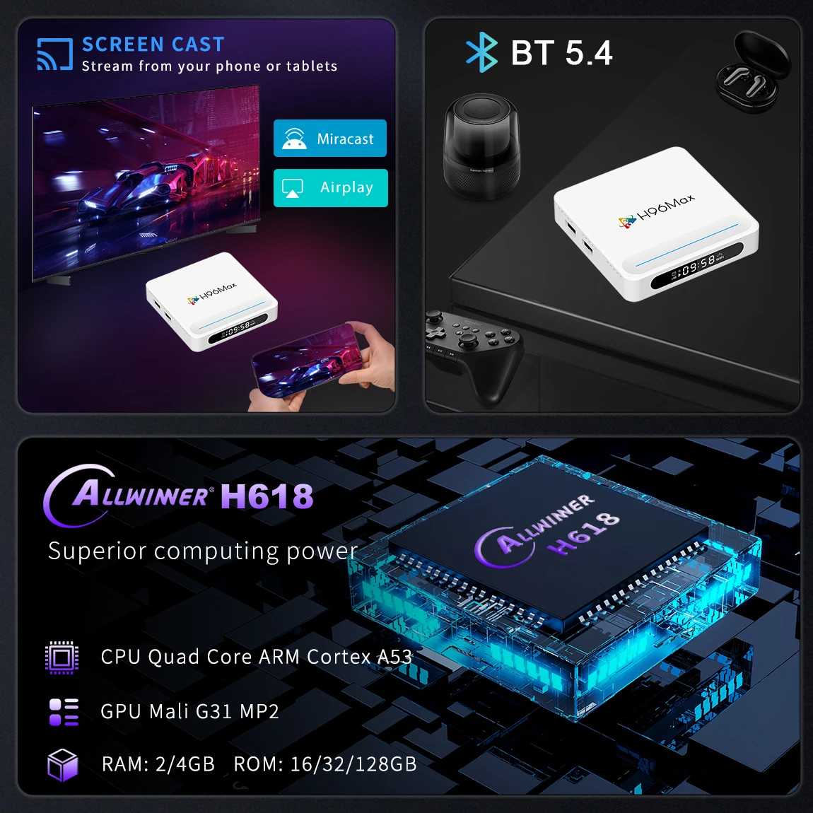 H96MAX V11 TV Box Android 11.0 2.4G&5G Dual WiFi BT4.0 Smart TV Box Google Play Youtube Smart TV Box LAN 100M RK3318 Set Top BOX