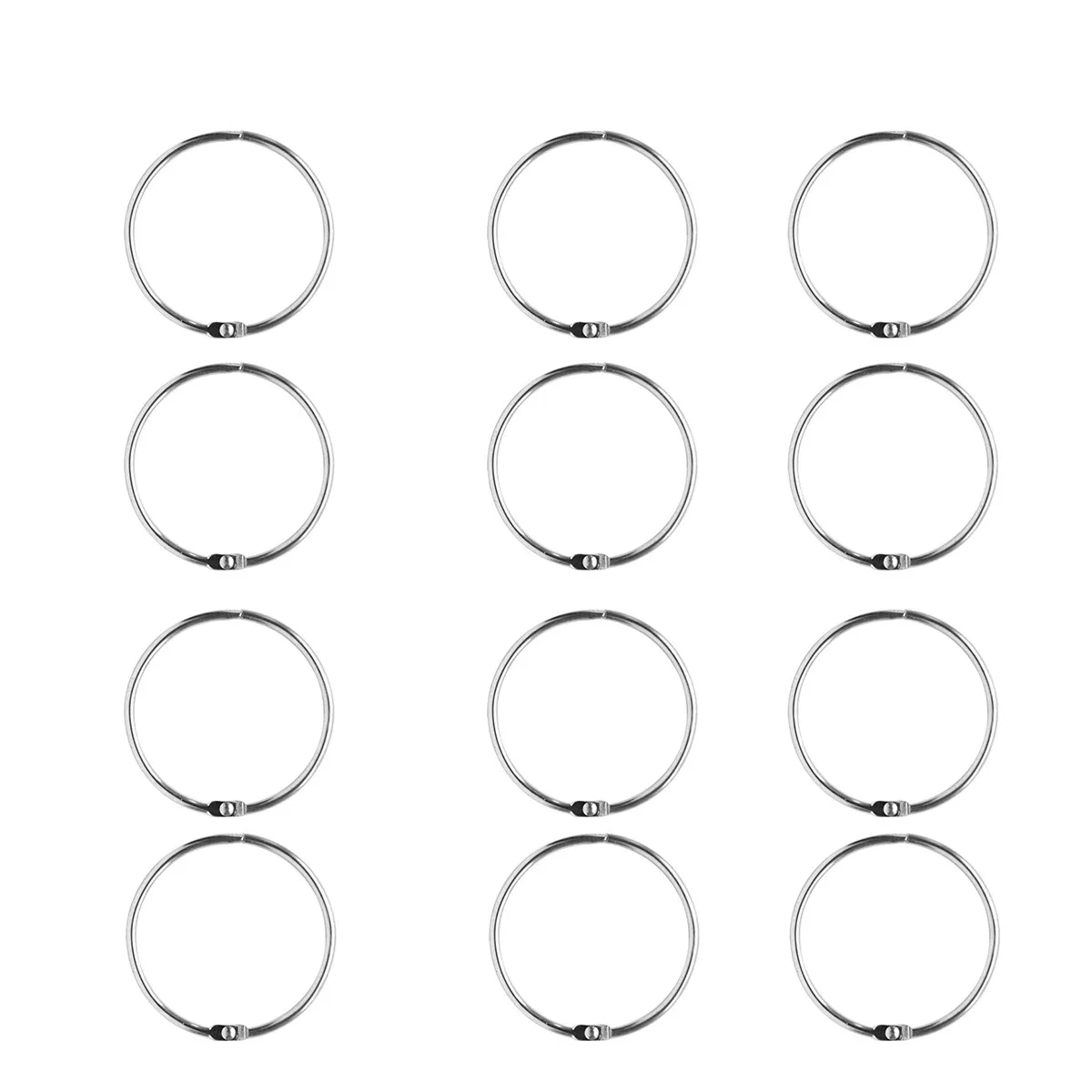 12Pcs Metal Curtain Rings Snap Clips for Hanging Curtains Drapes Clothes Keys Loose Leaf Binder Paper Books Modern Electroplated