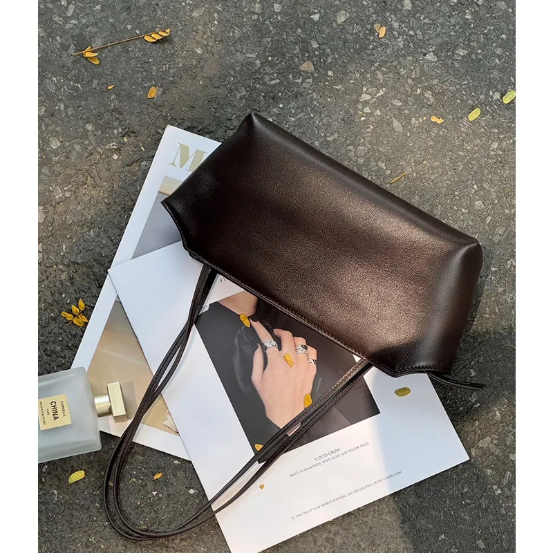 Simple Sheepskin Shoulder Bag New Genuine Leather Tote Bag Niche Commuter Bag Versatile Fashion Large-Capacity For Women Bag