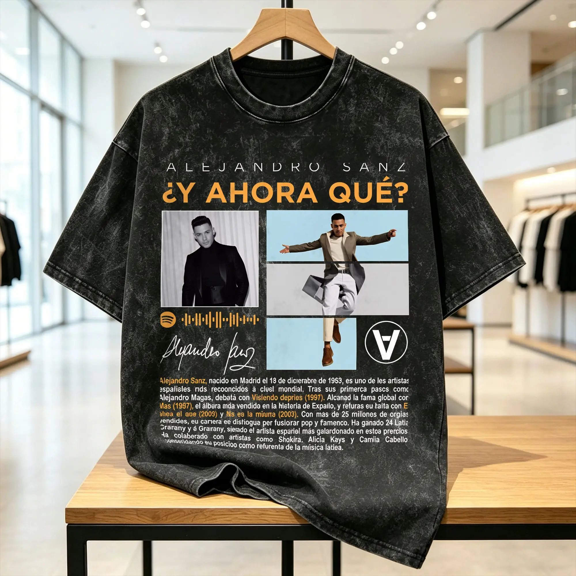 Alejandro Sanzs Washed T Shirt Man Spanish 2026 Tour Streetwear Cotton T-Shirts Summer O-Neck Popular Tees Oversize Clothes