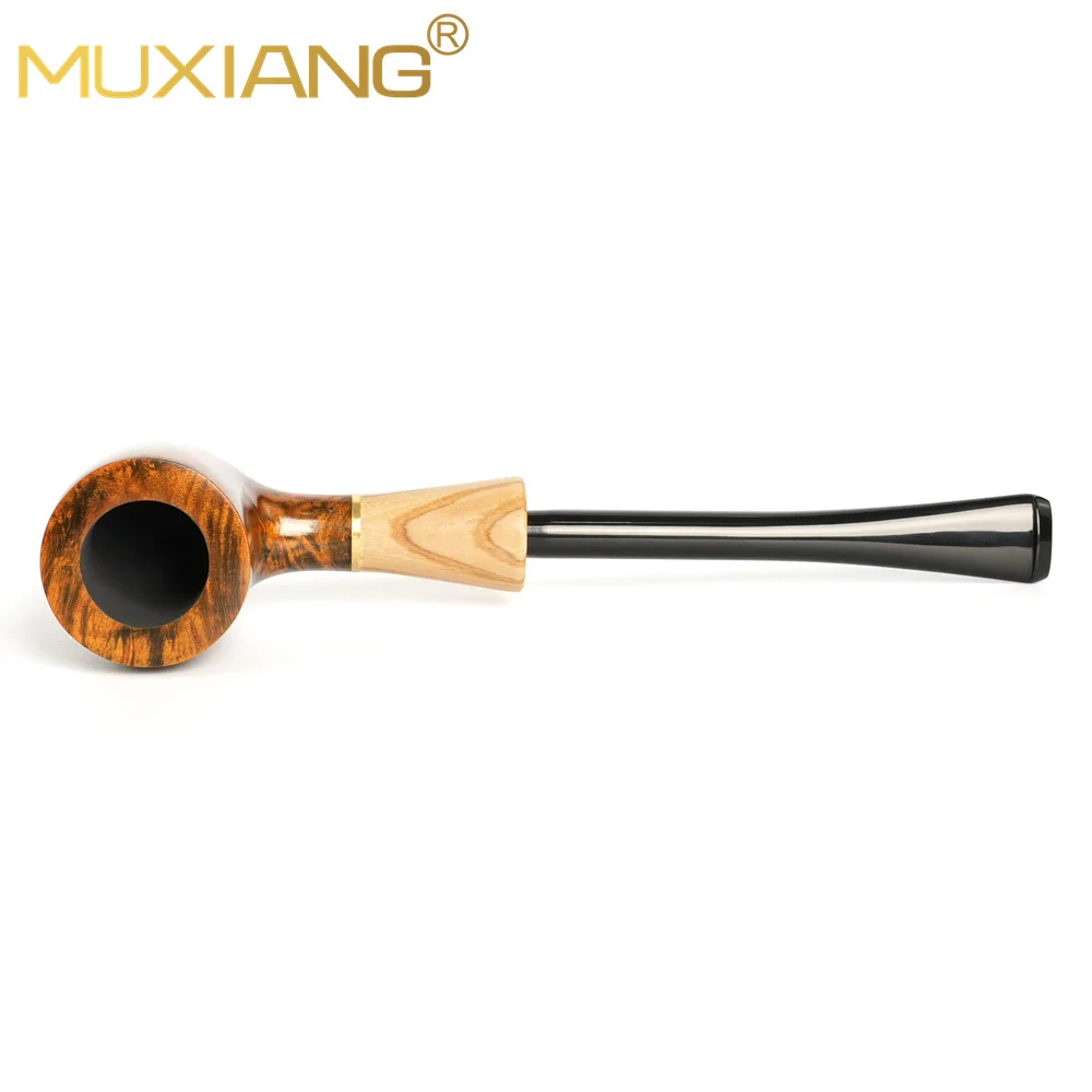 Briar Tobacco Pipe, Handmade Briar Pipe With Olive Wood Ring, Straight Pipe For Men Gift, Military Plug Design 3mm Filtration