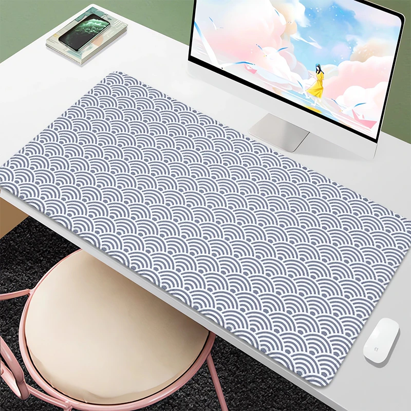 Large Mouse Pad Japanese waves Mousepad Xxl Gaming Mouse Mat Black and white Pc Gamer Accessories Desk Mat Office Accessories